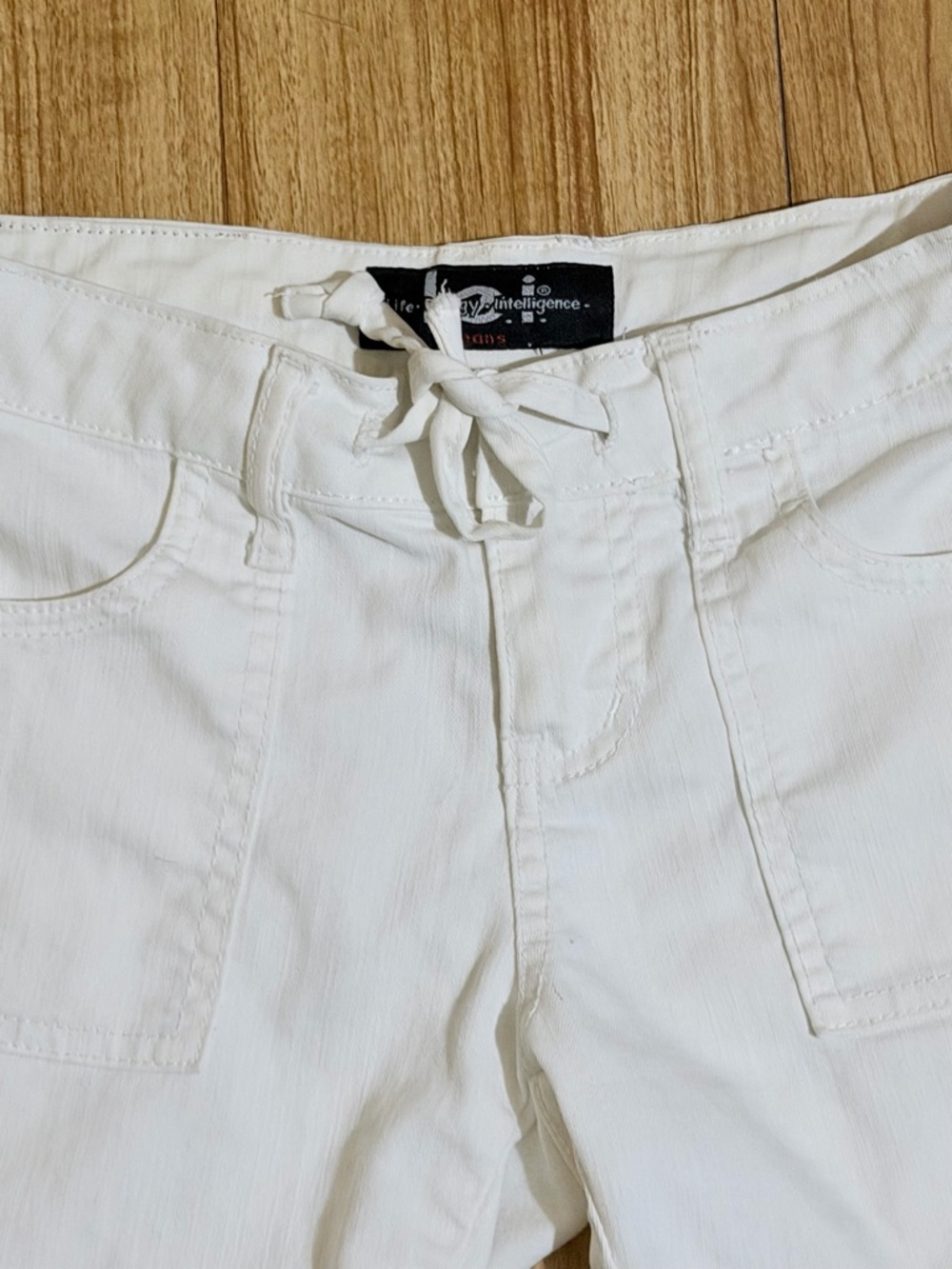 White Women's Drawstring Utility Shorts - Picture 2 of 10